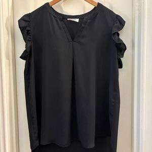 Zenana Outfitters Black Ruffle Sleeve Blouse